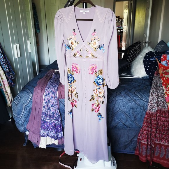 Embroidered Lavender Dress - Picture 1 of 8